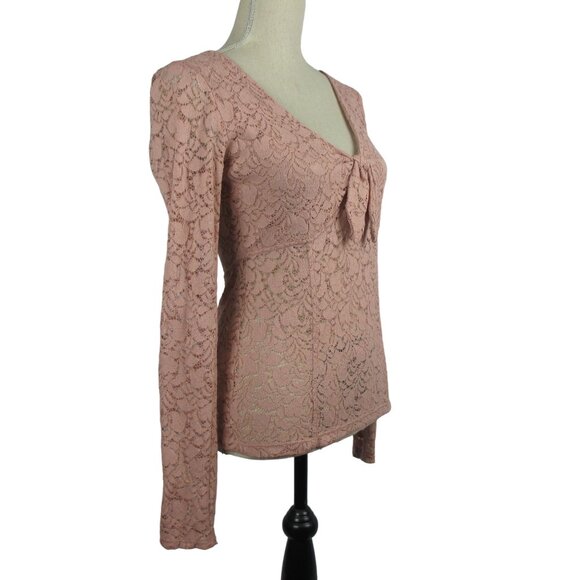 Free People Intimately In Your Arms Pink Lacey Coquette Long Sleeve Sz S NEW - Picture 4 of 7